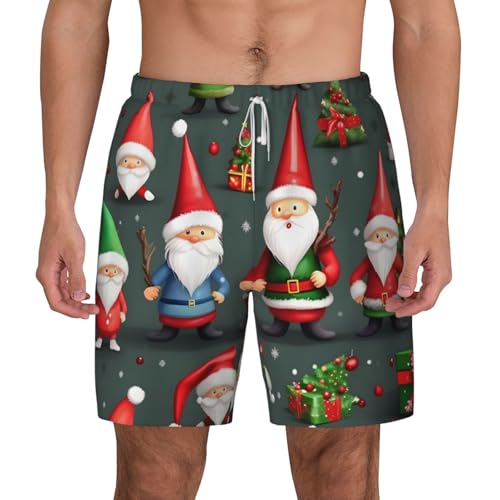 Short de bain respirant homme imprimé nains de Noël pour plage et surf