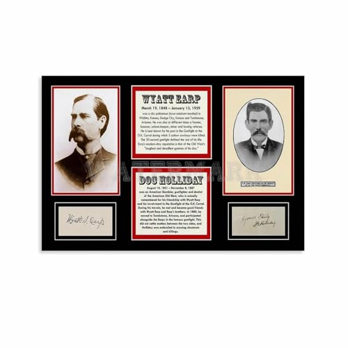 Vintage Wyatt Earp And Doc Holliday Signature Poster Print Canvas for Living Room Bedroom Decor 24x16inch(60x40cm) Unframe-style
