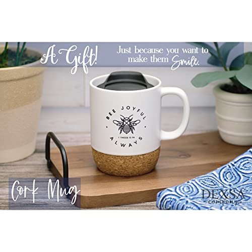 Taza de cerámica Dexsa con tapa y base de corcho 14 onzas miniatura 3