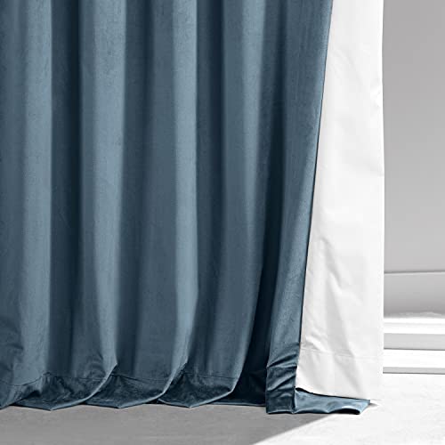 Image of HPD Half Price Drapes Signature Plush Velvet Blackout Curtains for Bedroom (1 Panel), 50W X 84L Hotel Black Out Curtains for Living Room, Thermal Insulated Blackout Curtains for Windows, Oxford Blue