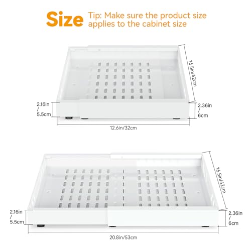 2 Pack erweiterbar ausziehbare schublade küche mit Kleber, ausziehbarer schrank organizer, Stick Slide Out teleskopschublade Cabinet Pull Out für Küche Pantry Organisation Einstellbare Breite 32-53cm 2