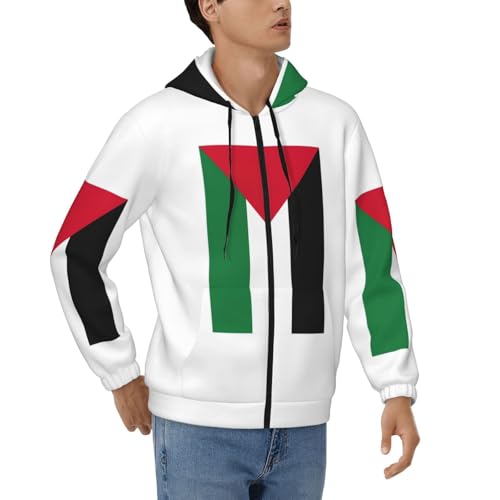 Sweat à capuche zippé thermique homme contre le froid drapeau Palestine