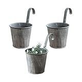 FALUCKYY 3 Stück Metall-Blumentopf hängend, Balkon hängend Balkontopf Pflanztopf zum hängen Übertopf zum aufhängen