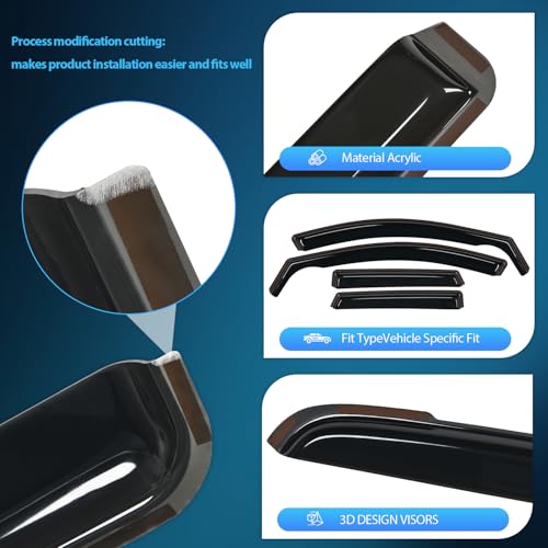 Image of Nilight in-Channel Window Visors for Hyundai Santa Cruz 2022-2026, 4PCS