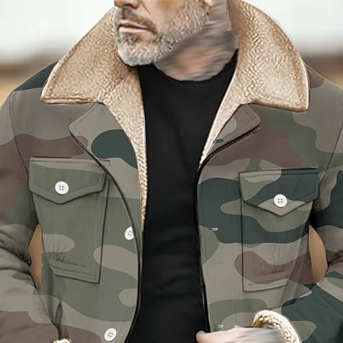 Maiyifu-GJ Mens Vintage Suede Outdoor Jacket Multi Pocket Reversed Collar Coat Lamb Fleece Windbreaker Coat Retro Top3