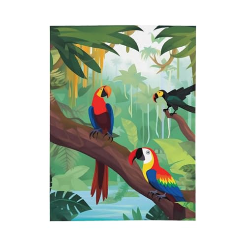 Couverture molleton doux Ara tropical pour vos soirées cocooning au salon