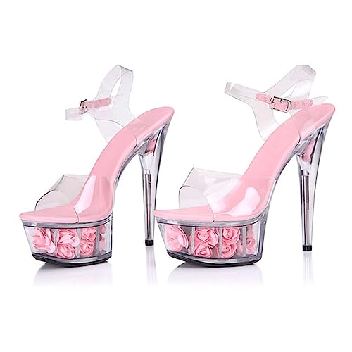 Talons hauts 15cm bouche de poisson sandales transparentes femme