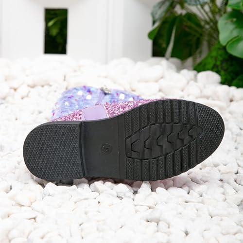 Girls Cowboy Boots Glitter Mid Calf Knee Length Horse Riding Boots for Big Kids 2025 Stylish Fashion Cool Street Shoes4