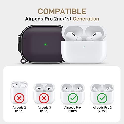 Image of Maxjoy for AirPods Pro 2nd /1st Generation Case with Lock, Cute AirPods Pro 2 Case Lock Protective Hard AirPod Pro Cover for Women Men with Keychain for Airpod Pro (2023 /2022 /2019), Purple /Grey