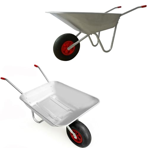 Crystals Wheelbarrow 65L/100KG - 80L x 60W x 60H cm - Heavy Duty Galvanised Steel - Home Garden Cart...