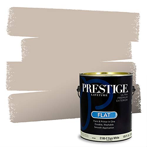 PRESTIGE Paints Exterior Paint and Primer In One, 1-Gallon, Flat, Comparable Match of Benjamin Moore* Hampshire Taupe*