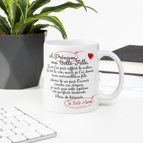 Luigi Collection Mug Belle-Fille Personnalisable Tasse Message Bru Humour Drôle Personnalisé Prénom. Idée Cadeau Original Femme du Mari Fille Pour Anniversaire Noël Fête. Céramique 325ml. – vue 6