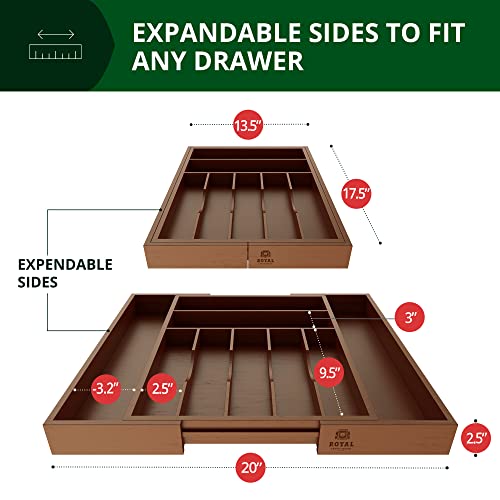 Luxury Bamboo Kitchen Drawer Organizer - Silverware Organizer - Utensil Holder And Cutlery Tray With Grooved Drawer Dividers For Flatware And Kitchen Utensils (9 Slot, Brown) #TOP1