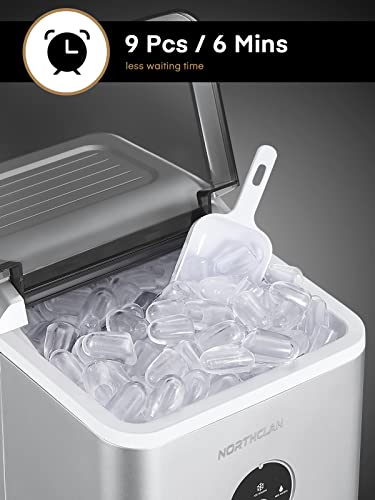 image for NORTHCLAN Ice Cube Maker Machine Countertop, 9 Thick Bullet Ice Ready 