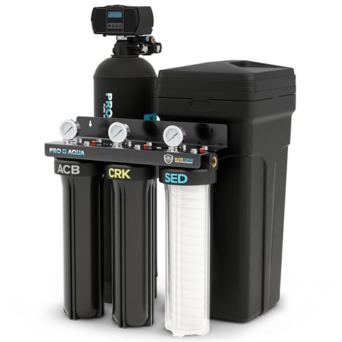 PRO+AQUA PRO-E-S25E Elite Whole House Well Water Filtration System with 25,000 Grain Water Softener Combo