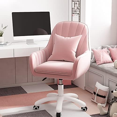 XUEGW Home Office Chair Computer Chair with Mid-Back Upholstered Modern Tufted Computer Task Chair Swivel Height Adjustable Velvet Accent Chair