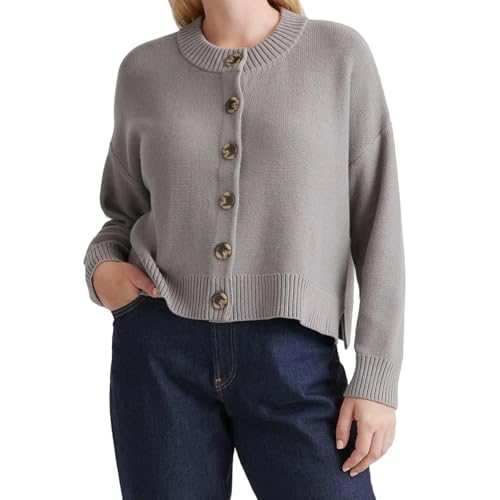 Womens Cropped Cardigan Sweaters Lightweight Crew Neck Long Sleeve Button Up Knit Outwear Outfits Fall Fashion 2025