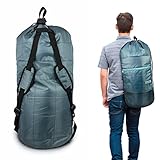 BROOKSTONE, Backpack Laundry Hamper, Easy to Carry Waterproof Dirty Clothes Duffle, Zipper Pockets for Dryer Sheets, Use at Home or Dorm/College