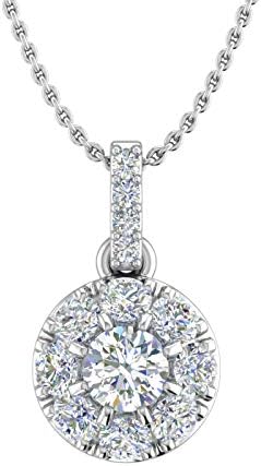 1/3 Carat Diamond Cluster Pendant Necklace in 10K White Gold (Silver Chain Included)