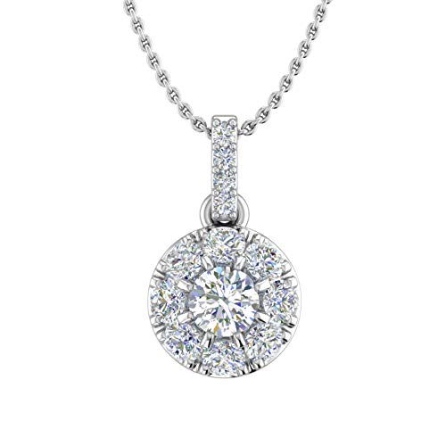 1/3 Carat Diamond Cluster Pendant Necklace In 10K White Gold (Silver Chain Included) #TOP3