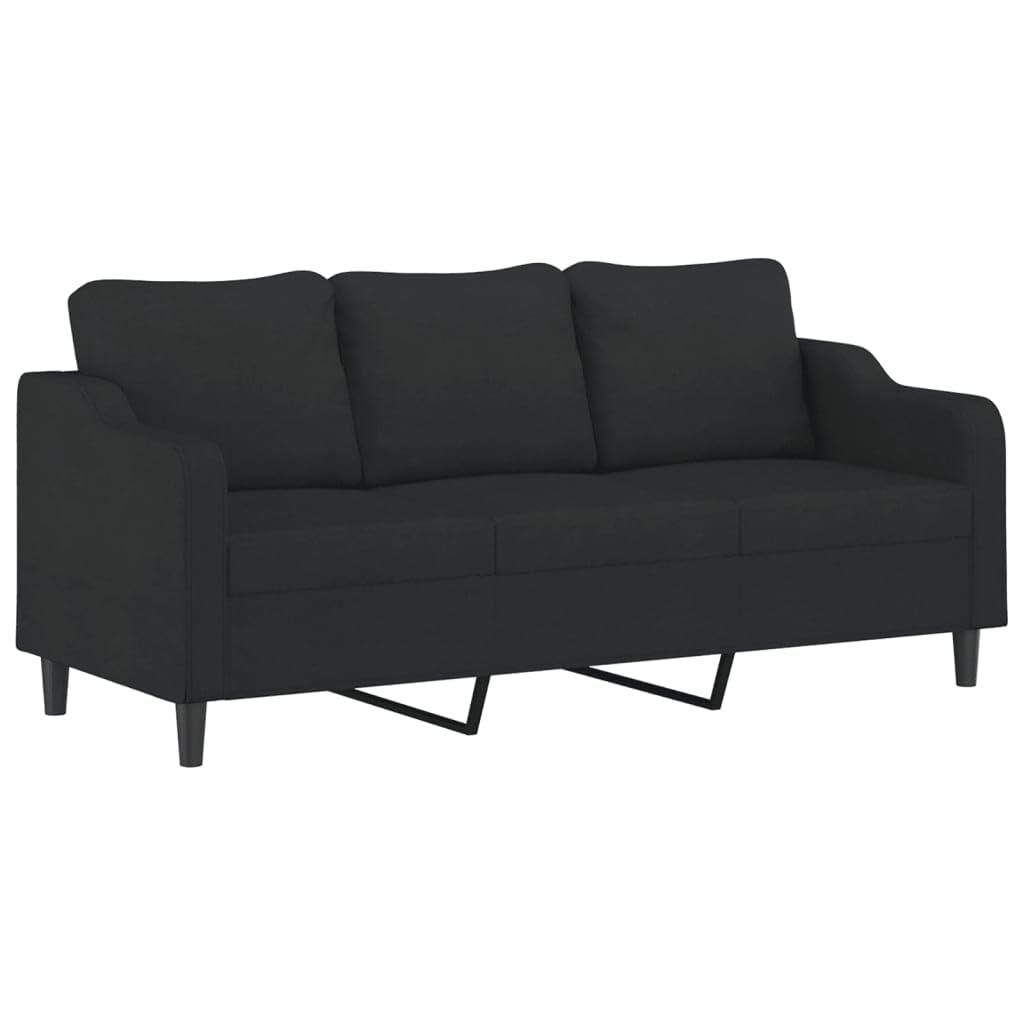 Homgoday Sofa de Salon 3 Plazas,Sofá Moderno, Sofa Cama Chaise Longue Sofá de 3 plazas con Taburete de Tela Negro 180 cm Negro