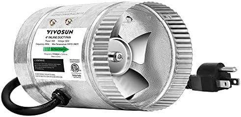 VIVOSUN 4 Inch Inline Duct Fan 100 CFM, HVAC Exhaust Ventilation Fan with Low Noise for Basements, Bathrooms, Kitchens and Attics, Silver