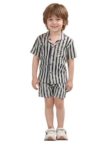 Image of POLKA TOTS 100% Cotton Half Sleeve Shirt and Shorts Combo for Boys | Co-Ord Set for Kids | Summer Wear Dress for Toddlers | Breathable & Skin-Friendly Boys Clothes | Trendy Summer Outfit & Beach Wear