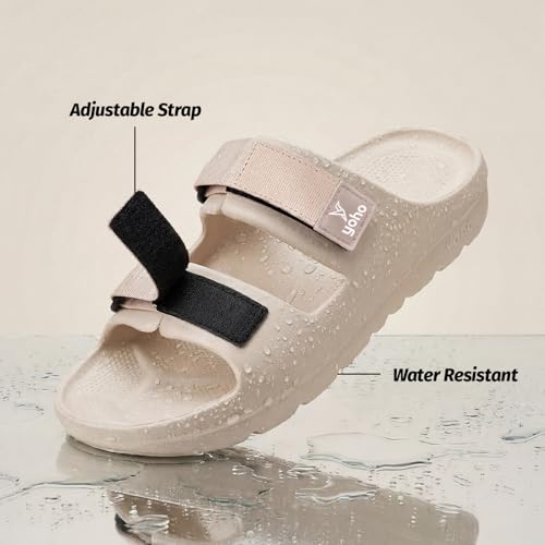 Image of YOHO Wilo Double Strap Sliders for Men | Cushioned & Lightweight | Adjustable Strap | Comfortable Monsoon Footwear & Rainy Sandals