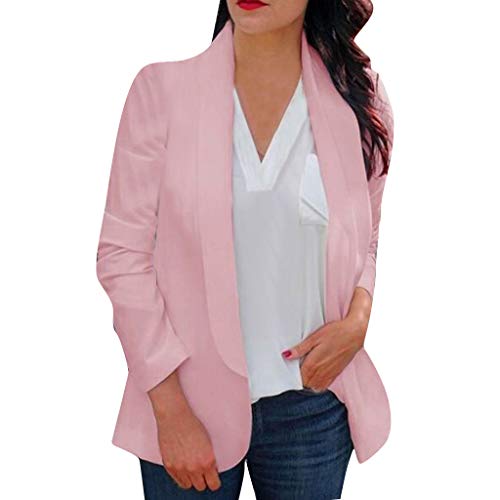 Vovotrade Womens Coat Women's Long Sleeve Blazer Open Front Short Cardigan Suit Jacket Work Office Coat Solid Color Tops Pink Vovotrade Womens Coat Women's Long Sleeve Blazer Open Front Short Cardigan Suit Jacket Work Office Coat Solid Color Tops Pink