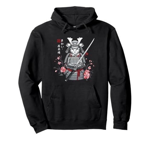 Gato Samurai Guerrero Japonés Armadura Gato Guerrero Gráfico Sudadera con Capucha