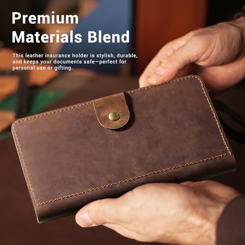 Image of CoBak Genuine Leather Car Registration and Insurance Holder | Luxury Vehicle Glove Box Organizer, Premium Auto Document Case with Magnetic Closure for License, Cards & Papers