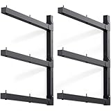 sugitek Heavy-Duty Wall Mounted Lumber Storage Rack, 3-Tier Garage & Indoor Wall Shelving Wood Organizer, 500lb Capacity (Black- 2Pack)
