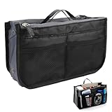 Organisateur de Sac à Main, Femmes Sac de Rangement Intérieur Bag, avec 9 Poches, Organiseur Extensible Pratique avec Fermeture Éclair et Poignée pour Voyage, Travail et Quotidien (27 X 16 X 9 cm)