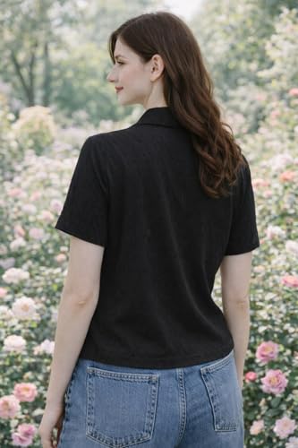 Image of Zilcon Bricks Womens Fashion Crop top for Woman Casual Short Sleeve Shirts for Woman | Women Fashion | Formal Shirts for Women