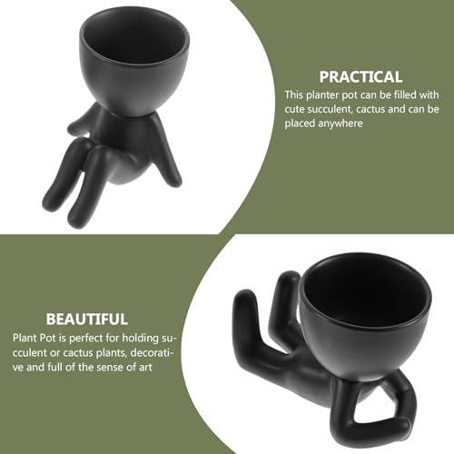 Pots de fleurs en céramique noir succulentes cache-pot figurines