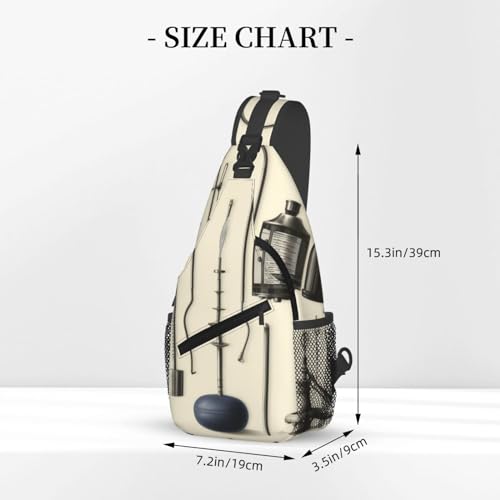 Bolso Sling negro para hombre y mujer, mochila pequeña cruzada miniatura 2