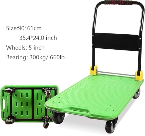 Chariot à plateforme à 4 roues grande capacité avec poignée éponge blanche