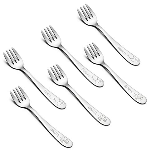 Kids Forks, E-far Stainless Steel Toddler Baby Fork Set, Non-Toxic & Cute Animals