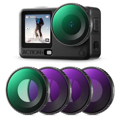 K&F CONCEPT ND Filter Kit Compatible with DJI Osmo Action 6 4 Pack CPL ND8 ND16 ND32 Screw On Polarizing Neutral Density Filters HD Optical Glass/Multi-Coated Action Camera Accessories