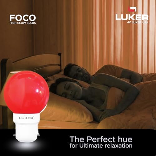 Image of LUKER JVLuker 0.5W LED Bulb B22 Base Energy Efficient Light 120 Degree Wide Beam Coverage High CRI Lights for Home and Office Indoor & Outdoor, 1 Year Warranty (Pack of 10, RED)