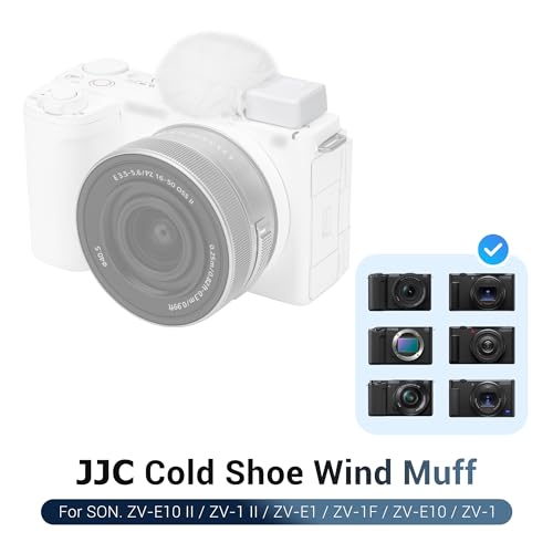 Image of JJC Cold Shoe Wind Muff for Sony ZV-E10 II ZVE10 ZV-1F ZV-1 II ZV-E1, White | Furry Windshield Wind Shield, Microphone Puff, Shoe Adapter Mount Holder for LED Light Mic Attachment, Vlogging Accessories