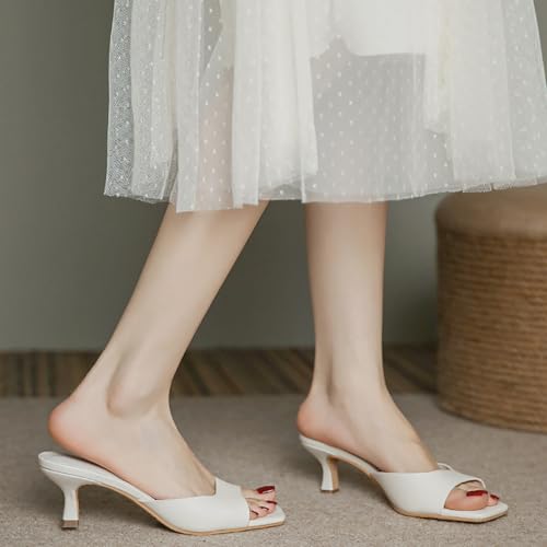 Image of Women's Square Open Toe Kitten Heel Slides Sandals Sexy One Band Slip-On Stiletto Heels Mules Casual Party Prom Dance Dress Dress