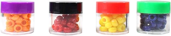 BIN BUDDY 2 Piece Clear Jars with Bright Colored Lids | 20 ml Capacity | Crafted from Sturdy Polypropylene | Ideal for Crafters, Jewelers & Collectors