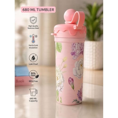 Image of STARFLYER Stylish Reusable Drinking Cup for Water, Juice & Cold Beverages | Portable Travel for Home, Office & Daily Use. (680ml Pink)