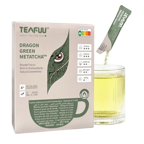 TEAFUU Dragon Green METATCHA - Instant Matcha - Instant Green Tea - Sencha - Fertig in 3 Sekunden - Gesundes Geschenk für Teeliebhaber - Tee Geschenkset