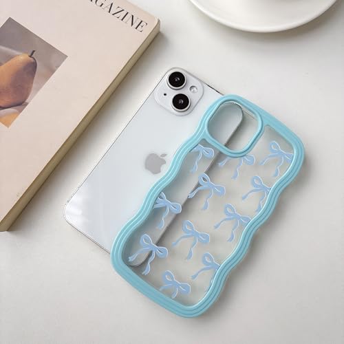 Coque transparente nœud ruban iPhone 15 Plus protège contre chutes vagues - 5