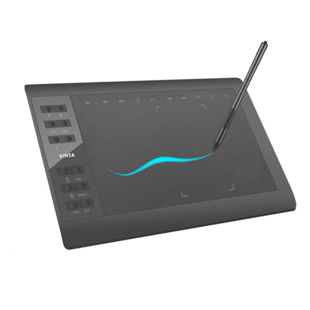 UbipolUBiPOL 8192 Pressure Graphic Tablet with Battery-Free Driver-Free Pen, 12+10 Shortcut Keys with 10*6 Inch/25.4 x 15.2 cm Big Drawing Pad, Compatible with Android Phone/Windows/Mac OS X