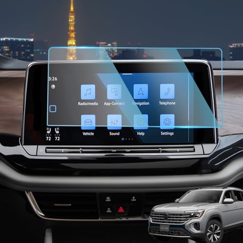 Sinminou Screen Protector Compatible with 2024 2025 2026 Volkswagen Atlas Accessories, 12 Inch GPS Navigation Tempered Glass Protective Film Anti-Scratch Infotainment Foils