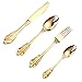 Hemoton Set di Posate in Oro Set di Posate in Argento in Acciaio Inossidabile Servizio Forchette Cucchiai Set di Coltelli Vintage 4 Pezzi/Set