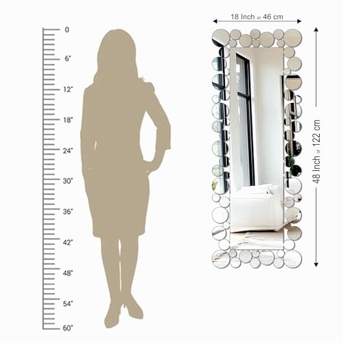 Image of Creative Arts n Frames 18x47 inch Long Fiber Wood Rectangular Wall Hanging Wall Mount HD Mirror Home Decor Items Living Room Bathroom Bedroom Hotel Office (18x47 inch Decorative Mirror)